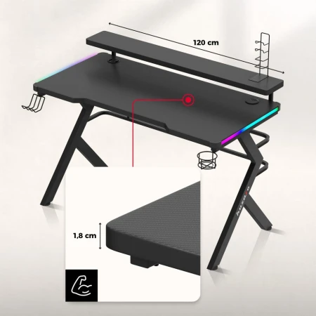 Huzaro Hero 5 RGB Crni Gaming sto