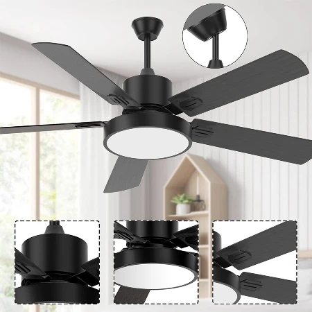 Plafonski luster ventilator na daljinski Crni