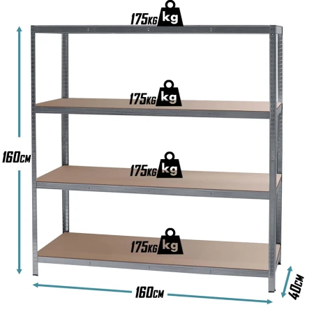 SuperHome 160x160x40cm 4x175kg Metalna Montažna Polica