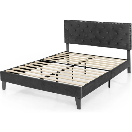 Tapaciran Krevet sa Drvenim Letvicama 200x180cm