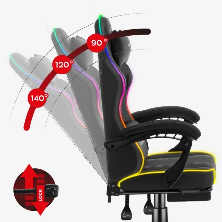 Huzaro Force 3.7 RGB Crna Gaming stolica