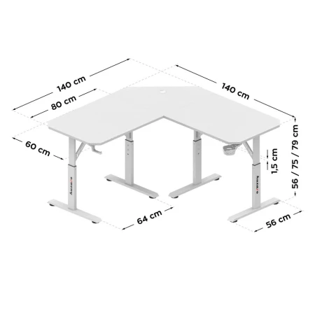 Huzaro Hero 7.3 Beli Podesivi sto 140x60cm