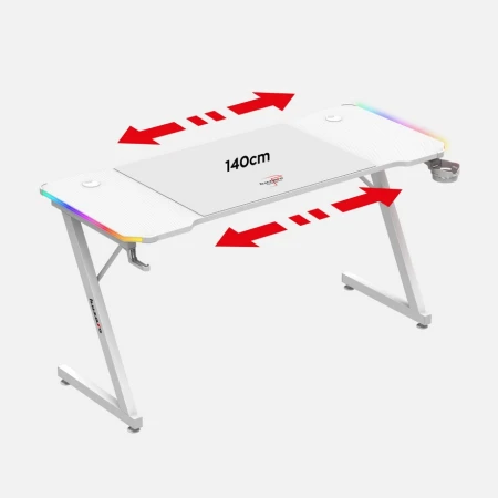 Huzaro Hero 3.3 Beli RGB Gaming sto 140x60cm