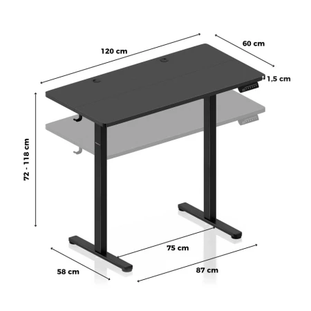 Huzaro Hero 8.1 Crni Električni podesivi sto