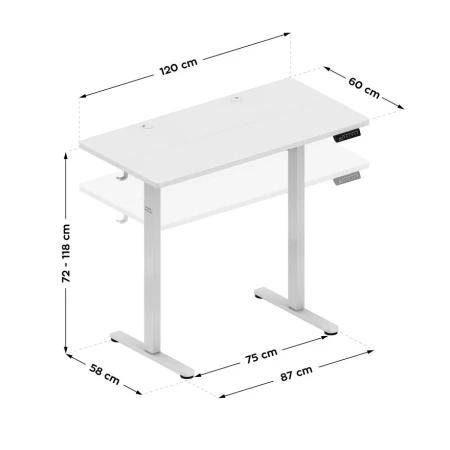 Mark Adler Leader 6.9 Beli Električni podesivi sto 120x60cm