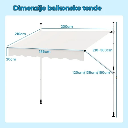 Balkonska Tenda Bež 200x120cm