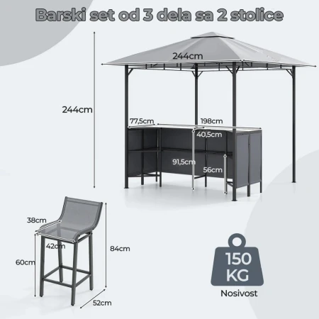 Paviljon Bar sa Dve Stolice 245x245cm