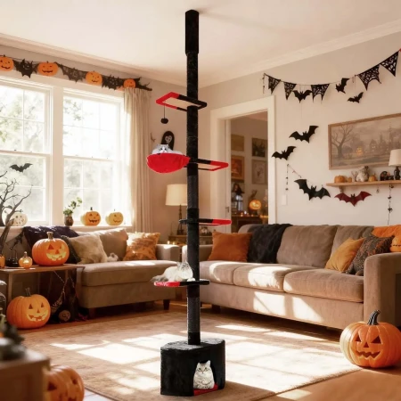 Maca Halloween penjalica i grebalica za Mačke do plafona 300cm Crna