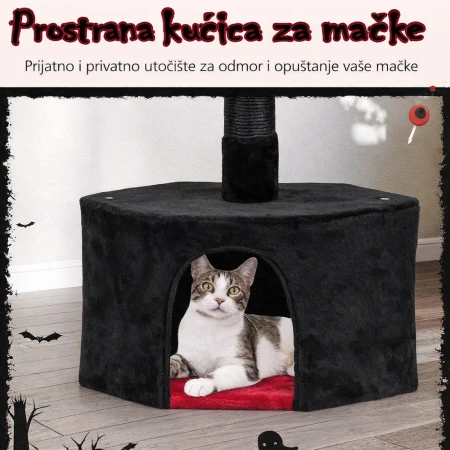 Maca Halloween penjalica i grebalica za Mačke do plafona 300cm Crna