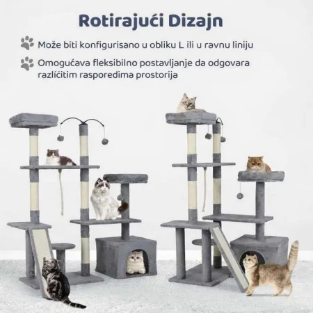Maca Lounge grebalica i penjalica za mačke 136cm Siva