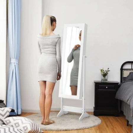 Samostojeći ormar saogledalom za nakit 144cm Beli