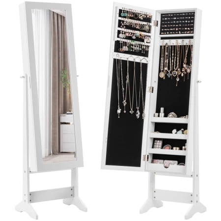 Samostojeći ormar saogledalom za nakit 144cm Beli