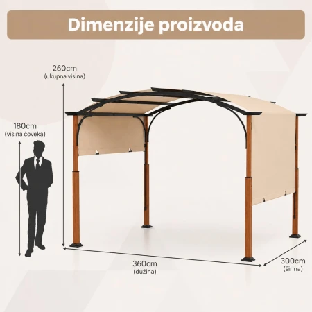 Venturo Prestige 4x3m Bež Pergola Lučni krov