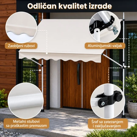 Montelux Easy 250x125cm Bež Balkonska Tenda
